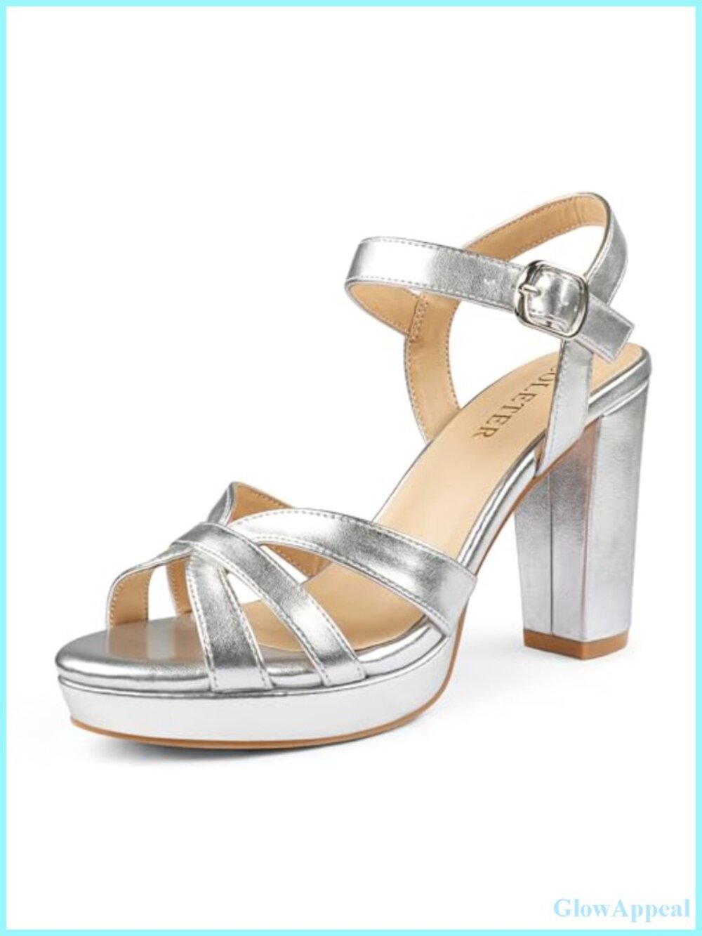 Faux Leather Crisscross Platform Block Heel Ankle Strap Dress Sandals Peep Toe